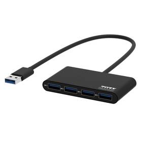 USB Hub PORT CONNECT USB-A , 4x USB 3.0 černá barva
