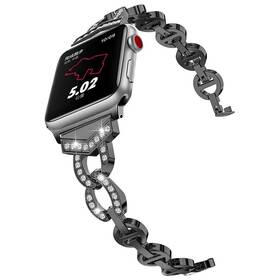 Řemínek WG crystal, kovový, na Apple Watch 42/44/45/49 mm (10628) černý