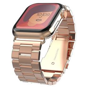 Řemínek Swissten na Apple Watch, kovový, 42/44/45 mm (46000313) růžový/zlatý