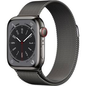 Chytré hodinky Apple Watch Series 8 GPS + Cellular 45mm pouzdro z grafitově šedé nerezové oceli - grafitově šedý milánský tah (MNKX3CS/A)