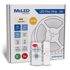 LED pásek McLED sada 3 m + Přijímač Nano, 480 LED/m, WW, 985 lm/m, vodič 3 m (ML-126.055.83.S03002)