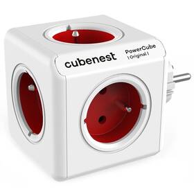 Rozbočovací zásuvka CubeNest Powercube Original, 5x zásuvka (PC120RD) bílá/červená