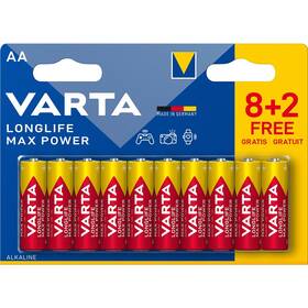 Baterie alkalická Varta Longlife Max Power AA, LR06, blistr 8+2ks (4706101410)