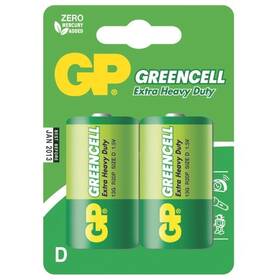 Baterie zinkochloridová GP Greencell D, R20, blistr 2ks (B1241)