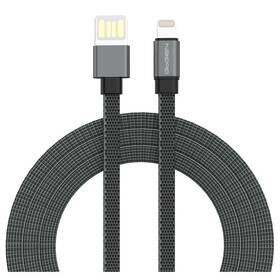 Kabel GoGEN USB-A / Lightning, 1m, oboustranný, plochý (LIGHTN100MM10) šedý