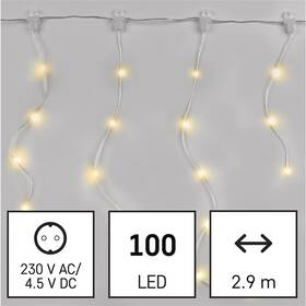 Vánoční osvětlení EMOS 100 LED nano řetěz – rampouchy, 2,9 m, venkovní i vnitřní, teplá bílá - rozbaleno - 24 měsíců záruka