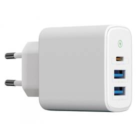 Nabíječka do sítě WG 2x USB/1x USB-C PD 20W bílá barva
