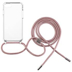 Kryt na mobil FIXED Pure Neck s růžovou šňůrkou na krk na Apple iPhone 7/8/SE (2020/2022) (FIXPUN-100-PI) průhledný