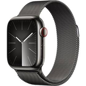 Chytré hodinky Apple Watch Series 9 GPS + Cellular 45mm pouzdro z grafitově šedé nerezové oceli - grafitově šedý milánský tah (MRMX3QC/A)