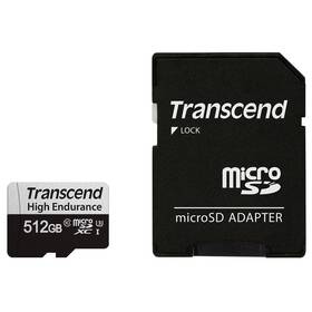 Paměťová karta Transcend MicroSDXC High Endurance 512GB UHS-I U1 (95R/45W) + adaptér (TS512GUSD350V)