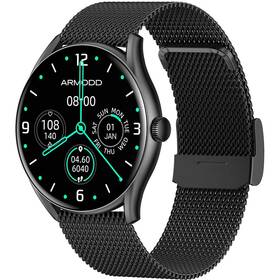 Chytré hodinky ARMODD Roundz 5 - černé s kovovým řemínkem + silikonový řemínek (9116)