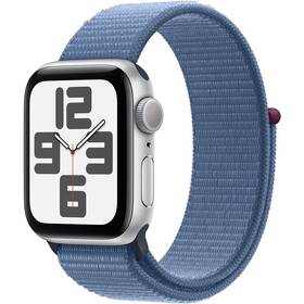 Chytré hodinky Apple Watch SE 2023 GPS 44mm pouzdro ze stříbrného hliníku - ledově modrý provlékací sportovní řemínek (MREF3QC/A)