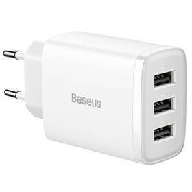 Nabíječka do sítě Baseus 3x USB, 17W (CCXJ020102) bílá