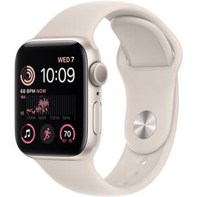 Chytré hodinky Apple Watch SE 2022 GPS 44mm pouzdro z hvězdně bílého hliníku - hvězdně bílý sportovní řemínek (MNJX3CS/A)