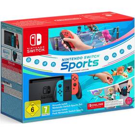 Herní konzole Nintendo SWITCH Neon + Switch Sports + Nintendo SWITCH Online předplatné na 12 měsíců 
