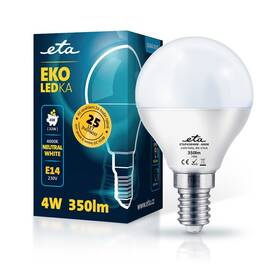 Žárovka LED ETA EKO LEDka mini globe 4W, E14, neutrální bílá (P45W4NW)