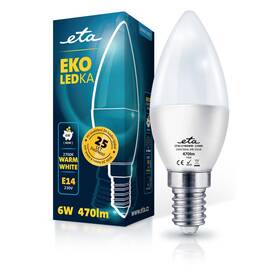 Žárovka LED ETA EKO LEDka svíčka 6W, E14, teplá bílá (C37W6WW)