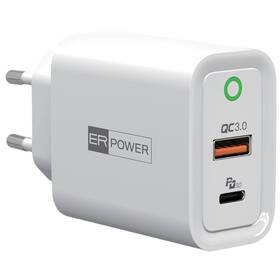 Nabíječka do sítě ER Power USB-C/USB-A, 30 W (ERPW30PD2-WH) bílá