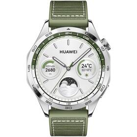 Chytré hodinky Huawei Watch GT 4 46 mm - Silver + Green Strap (55020BGV)