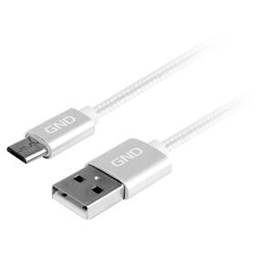Kabel GND USB / micro USB, 1m, opletený (MICUSB100MM05) stříbrný - rozbaleno - 24 měsíců záruka
