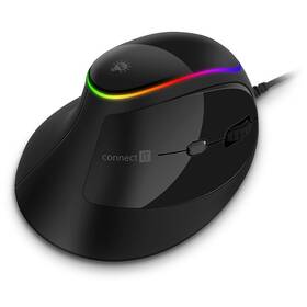 Myš Connect IT vertikální, ergonomická, herní černá barva
