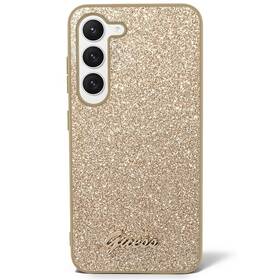 Kryt na mobil Guess Glitter Flakes Metal Logo na Samsung Galaxy S23 (GUHCS23SHGGSHD) zlatý