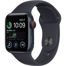 Chytré hodinky Apple Watch SE 2022 GPS + Cellular 44mm pouzdro z temně inkoustového hliníku - temně inkoustový sportovní řemínek (MNPY3CS/A)