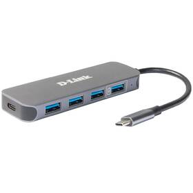 USB Hub D-Link USB-C na 4x USB 3.0 s funkcí Power Delivery (DUB-2340) šedý