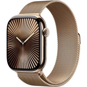 Chytré hodinky Apple GPS + Cellular 46mm pouzdro ze zlatého titanu - zlatý milánský tah - S/M 
