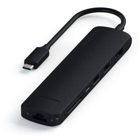 USB Hub Satechi USB-C Slim Multiport (1xHDMI 4K,2x USB 3.0, USB-C, Micro SD, SD, RJ45) (ST-UCSMA3K) černý - zánovní - 12 měsíců záruka