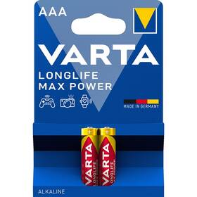 Baterie alkalická Varta Longlife Max Power AAA, LR03, blistr 2ks (4703101412)