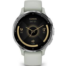 Chytré hodinky Garmin Venu 3S Silver/Sage Gray Silicone Band (010-02785-01) - zánovní - 24 měsíců záruka