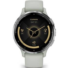 Chytré hodinky Garmin Venu 3S - Silver / Sage Gray Silicone Band 
