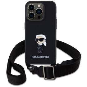 Kryt na mobil Karl Lagerfeld Saffiano Crossbody Metal Ikonik na Apple iPhone 15 Pro (KLHCP15LSASKNPBK) černý