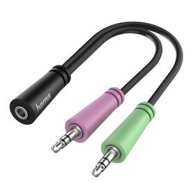 Redukce Hama Jack 3,5mm / 2x Jack 3,5mm černá barva
