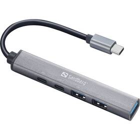 USB Hub Sandberg Saver USB-C/3xUSB-A, 2x USB-C (336-50) stříbrný