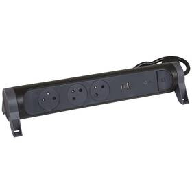 Přepěťová ochrana Legrand 3x zásuvka, USB, USB-C, 1,5m (L049425) černá