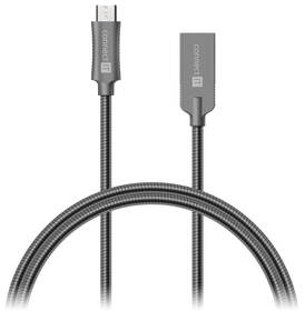 Kabel Connect IT Wirez Steel Knight USB/micro USB, ocelový, opletený, 1m (CCA-3010-AN) šedý
