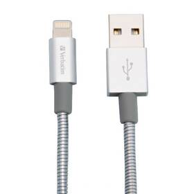 Kabel Verbatim Sync & Charge USB/Lightning, 30cm, MFi, nerezová ocel (48864) stříbrný