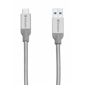 Kabel Verbatim Sync & Charge USB/USB-C, 30cm, nerezová ocel (48868) stříbrný