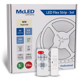 LED pásek McLED s ovládáním Nano - sada 20 m - Professional, 60 LED/m, WW, 384 lm/m, vodič 3 m (ML-126.873.60.S20002)