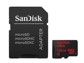 Paměťová karta SanDisk Micro SDXC Ultra Android 128GB UHS-I U1 (80R/10W) + adapter (SDSQUNC-128G-GN6MA)