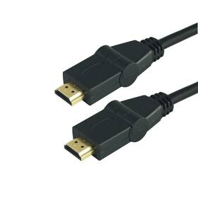 Kabel GoGEN HDMI 1.4, 1,5m, s rotací 180°, pozlacený, High speed, s ethernetem (HDMI150MM08) černý