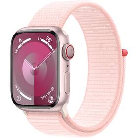 Chytré hodinky Apple Watch Series 9 GPS + Cellular 45mm pouzdro z růžového hliníku - světle růžový provlékací sportovní řemínek (MRMM3QC/A)