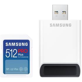 Paměťová karta Samsung SDXC PRO+ 512GB UHS-I U3 (180R/130W) + USB adaptér (MB-SD512SB/WW) - rozbaleno - 24 měsíců záruka