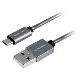 Kabel GoGEN USB / micro USB, 1m, ocelový, opletený (MICUSB100MM22) titanium