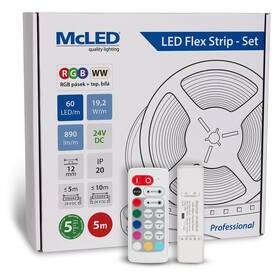 LED pásek McLED s ovládáním Nano - sada 5 m - Professional, 60 LED/m, RGB+WW, 890 lm/m, vodič 3 m (ML-128.635.60.S05005)