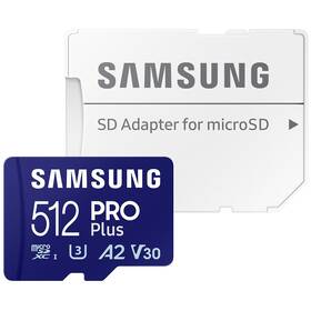 Paměťová karta Samsung Micro SDXC PRO Plus 512GB UHS-I U3 (180R/130W + SD adapter (MB-MD512SA/EU)