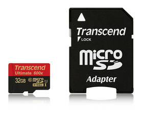 Paměťová karta Transcend MicroSDHC 32GB UHS-I U1 (90MB/s) + adapter (TS32GUSDHC10U1)
