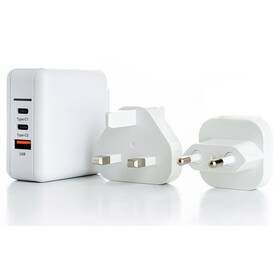 Nabíječka do sítě ER Power 65W GaN PD 2x USB-C, USB-A QC 3.0 bílá